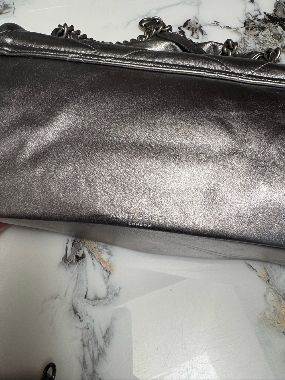 Kurt Geiger Metallic Top-Handle Shoulder Bag - Silver - Picture 16 of 16